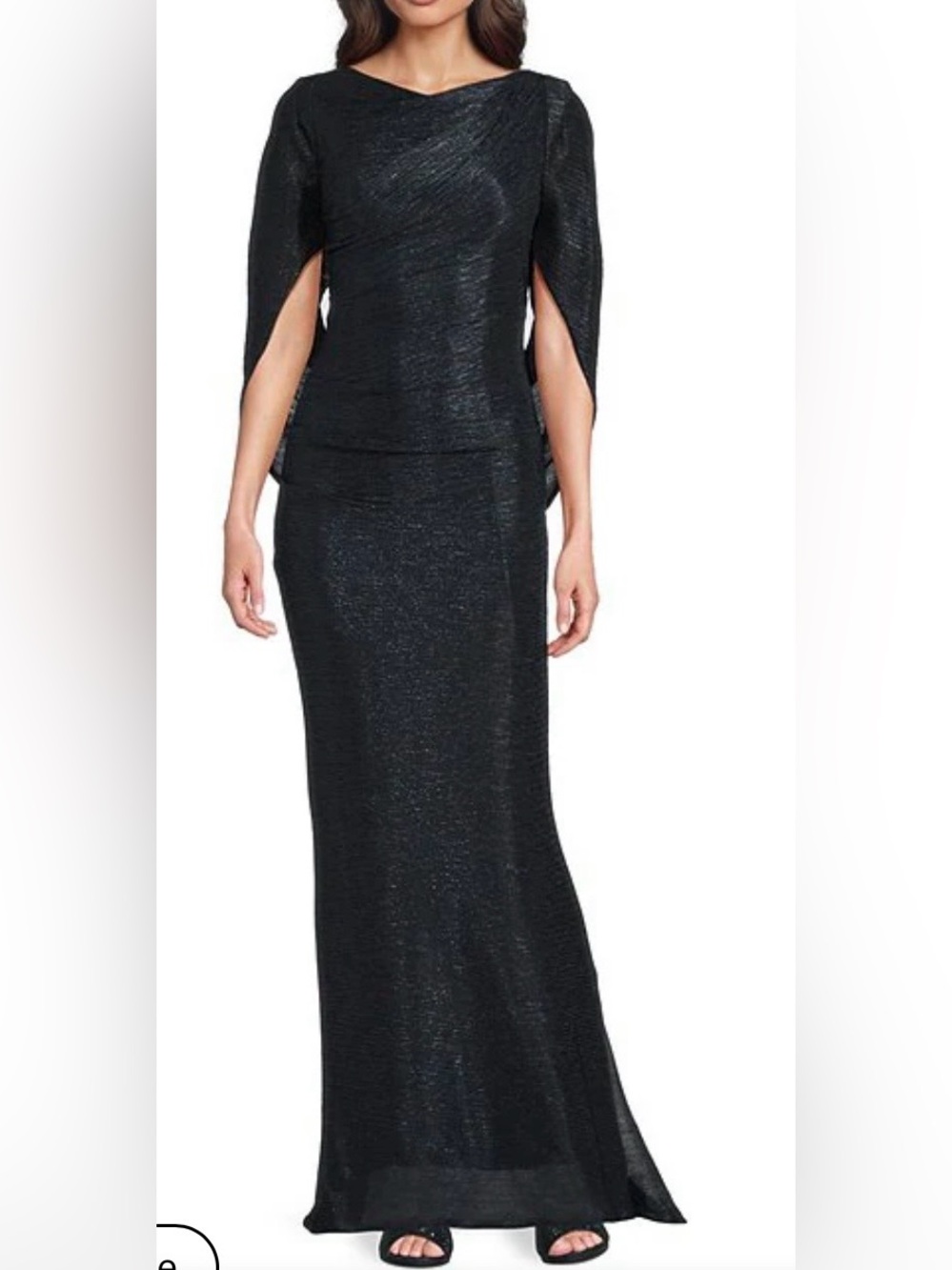 Betsy & Adam Black Metallic Maxi Skirt Gown